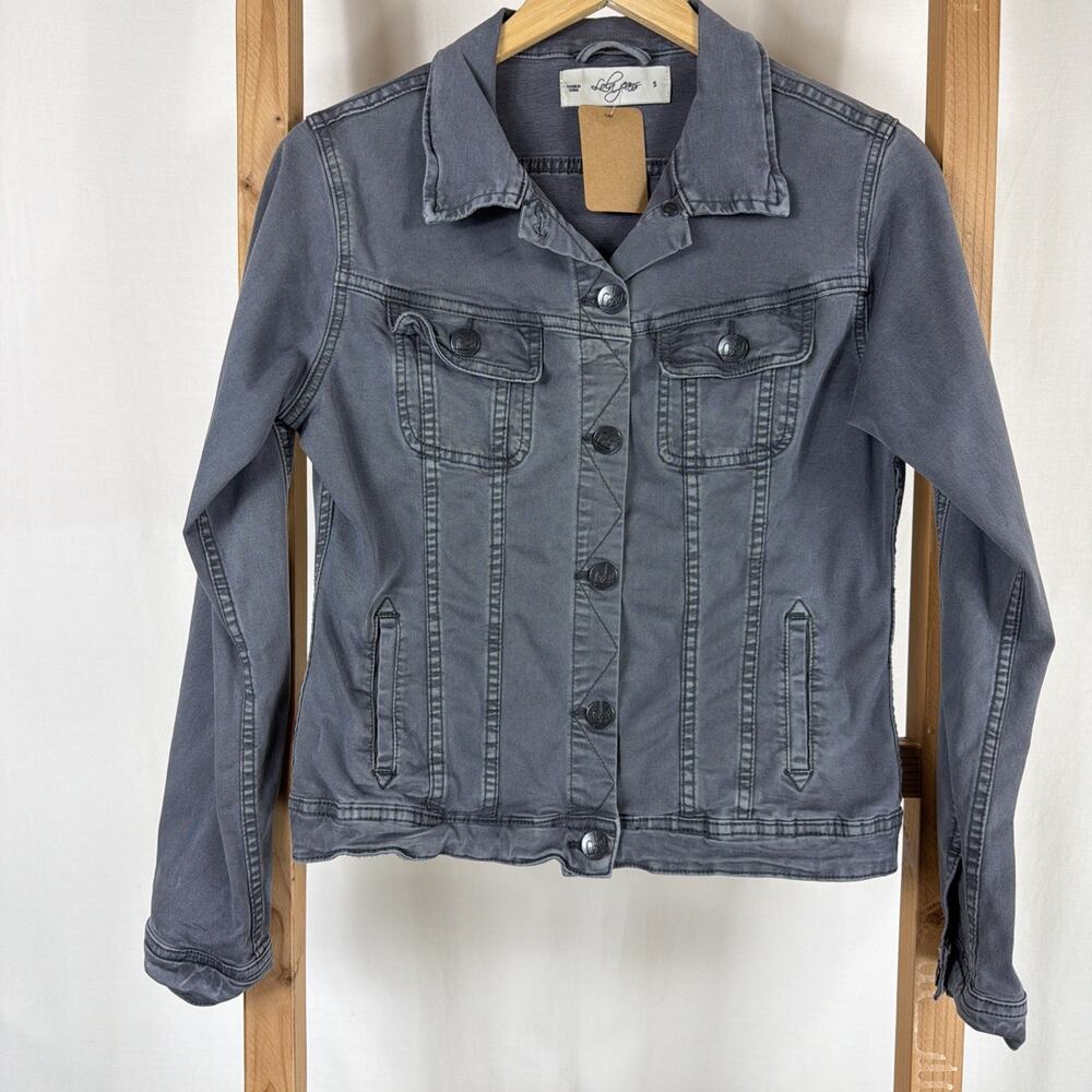 Lola Jeans Gray Long Sleeves Button Up Jacket #1286 Size SM